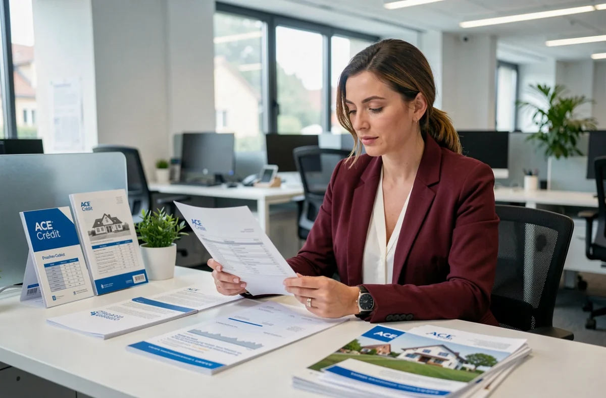 Spécialiste ACE Crédit Franche-Comté présentant un dossier de financement immobilier