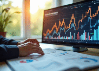 Fonds obligataires : comment génèrent-ils des profits ? Analyste financier examinant des graphiques colorés et documents d'obligations