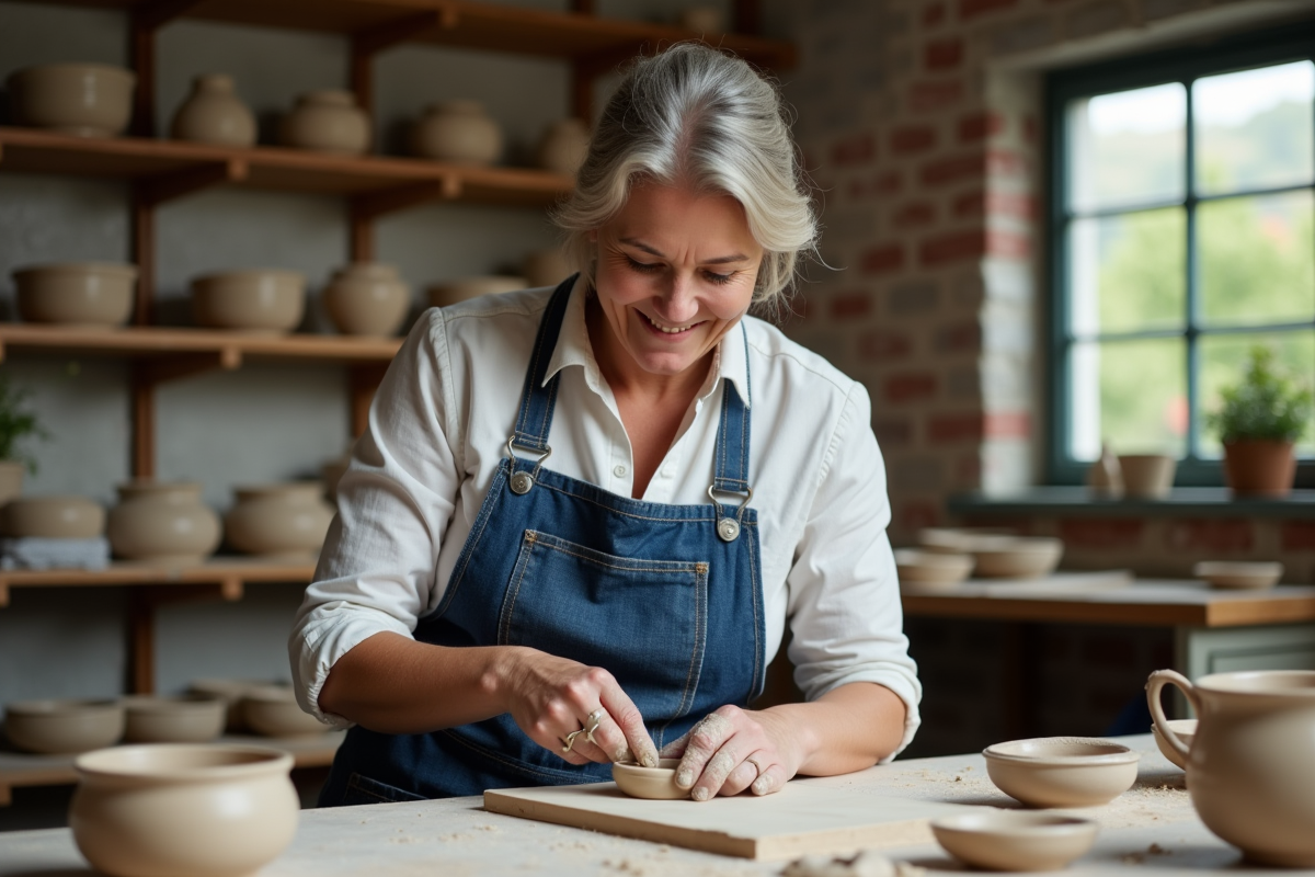 Artisane façonnant de l