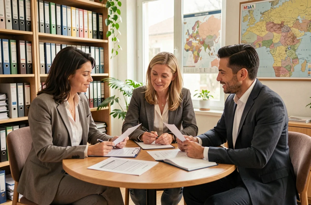 Équipe de professionnels d'un cabinet fiduciaire indépendant en Nouvelle-Aquitaine collaborant autour d'une table de réunion