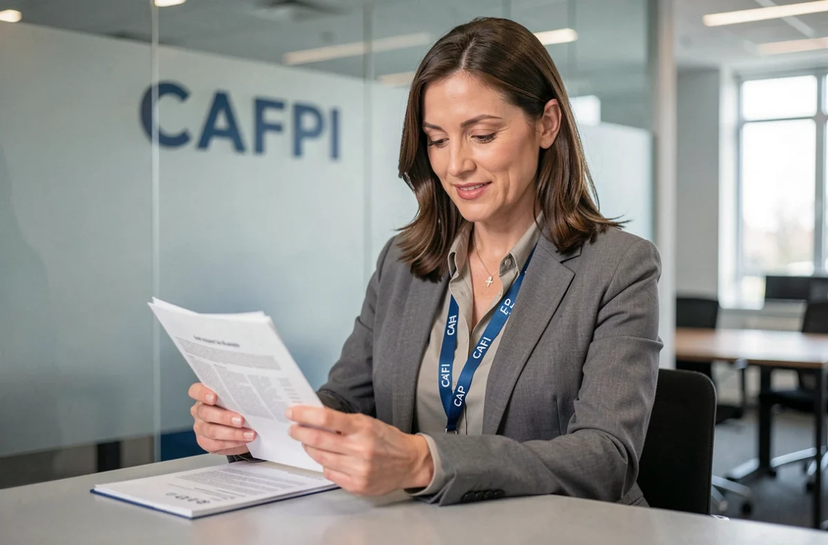 Conseillère CAFPI Vesoul présentant des offres de crédit immobilier à un client