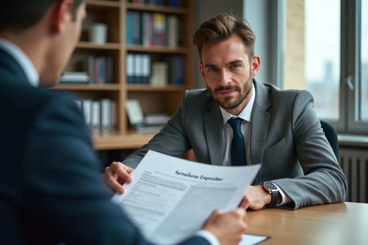 Conseiller bancaire expliquant un formulaire à un client