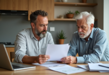 Retraite par capitalisation : quels pays l’utilisent ? Avantages et inconvénients Couple d'adultes en cuisine examinant des documents de retraite