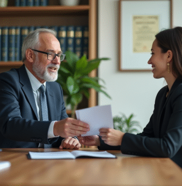Devoirs du prêteur : obligations légales et règles à respecter en pratique Homme en costume d'affaires échange un dossier avec une femme