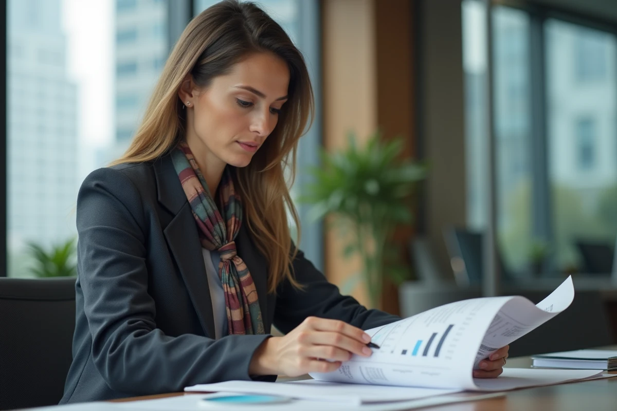 Femme d'affaires en réunion dans un bureau moderne