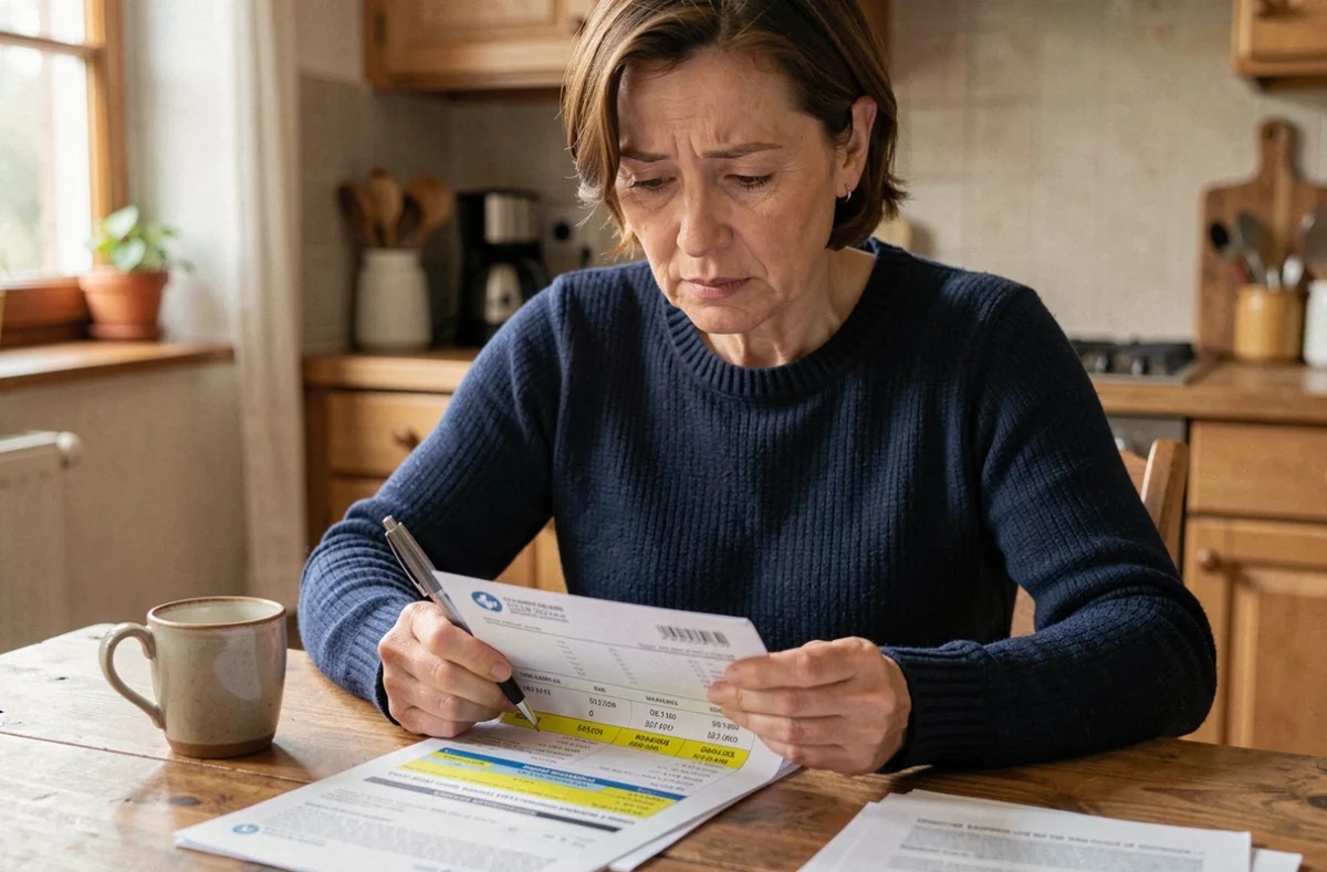 Femme consultant son avis d'imposition 2026 avec les codes 2BH, 2DH et 2OP sur la table de cuisine