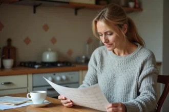 Femme consultant un calendrier mensuel annoté pour comprendre les dates de paiement Pôle emploi 2026