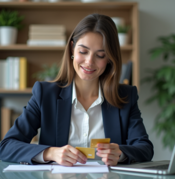 Différence carte Gold et carte normale : avantages, fonctionnement Jeune femme d'affaires compare deux cartes de crédit