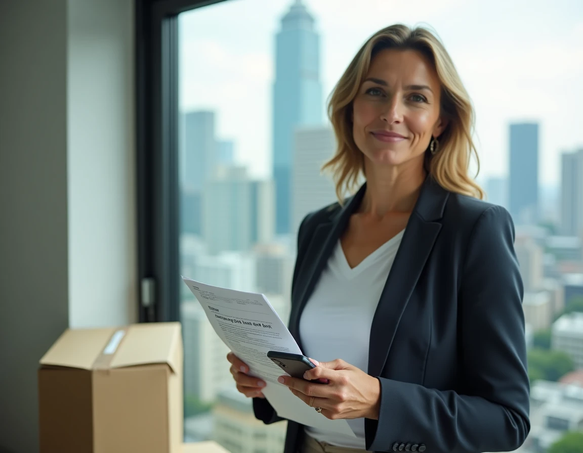 Femme expatriée consultant les conditions d'ouverture de compte CIC depuis l'étranger sur son smartphone
