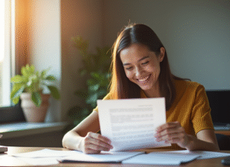 Remise de dette : pourquoi en faire la demande ? Les avantages à connaître Jeune femme soulagée lisant une lettre de remission de dettes