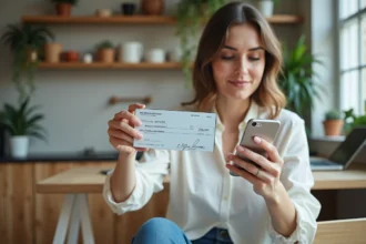 Encaissement d'un chèque dans une banque en ligne