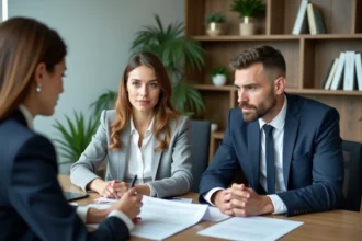 Courtier immobilier aidant un client à obtenir un prêt immobilier