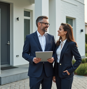 Acheter une maison en tant que SAS : toutes les conditions à connaître ! Homme d'affaires en costume bleu près d'une maison moderne