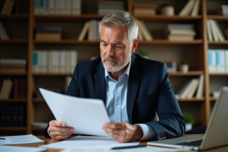 Homme d'âge moyen dans un bureau organisé et cosy