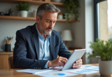 Homme d'affaires en réunion à la maison avec documents financiers