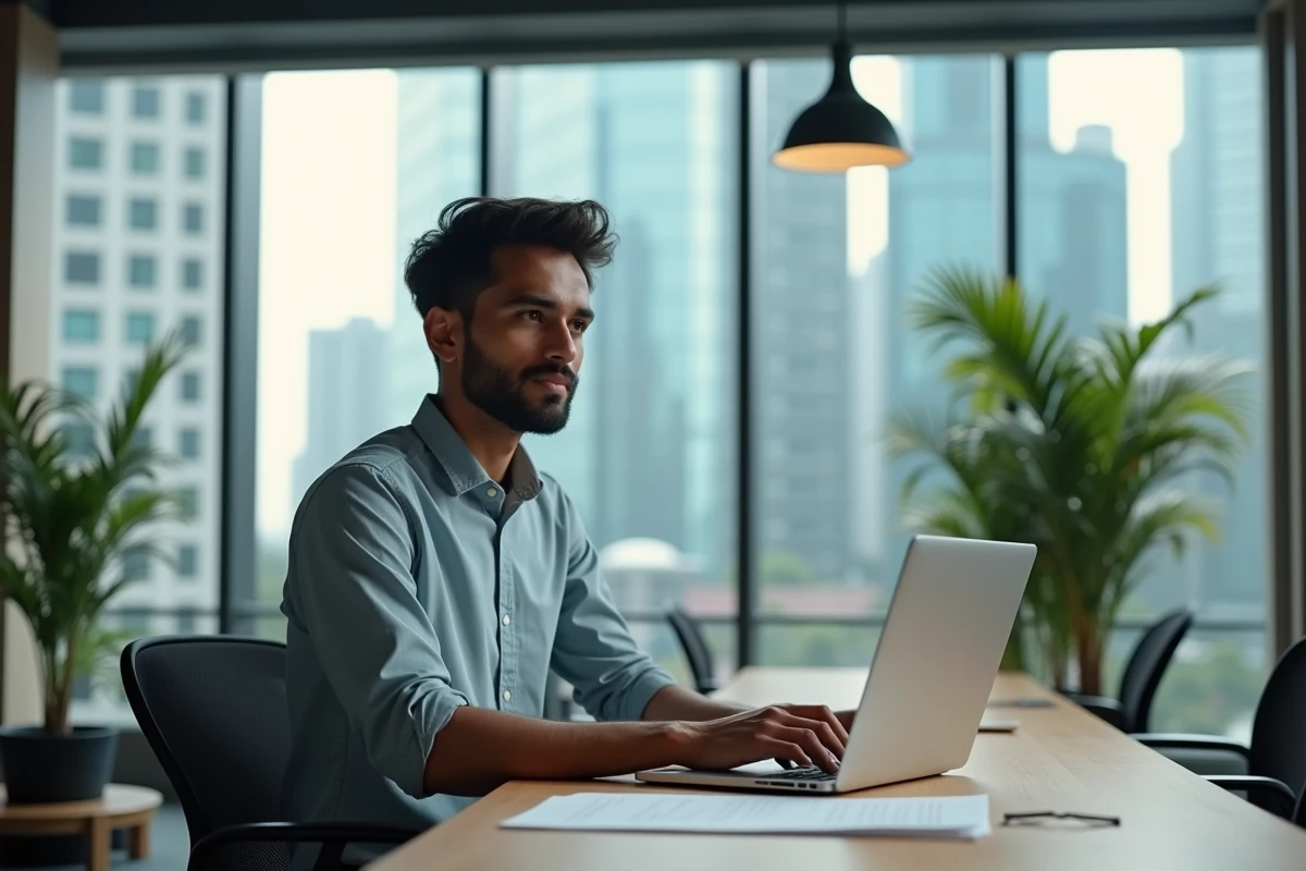 Jeune entrepreneur asiatique dans un espace de coworking