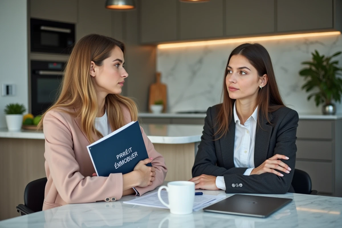 Jeune femme discutant avec un conseiller à la maison