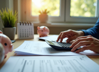 Salaire 2025 : valider 4 trimestres pour retraite, comment faire ? Personne vérifiant des documents avec calculatrice dans un bureau lumineux