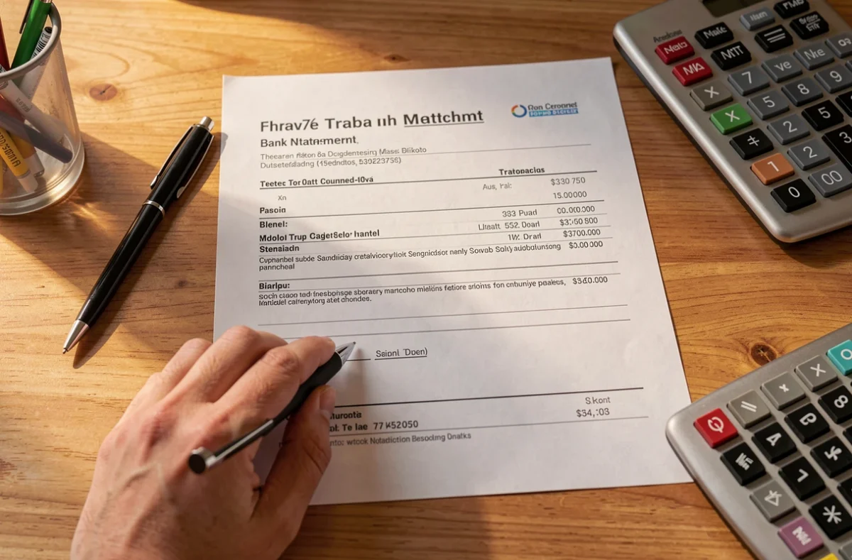 Relevé de compte annoté à la main pour contrôler les opérations