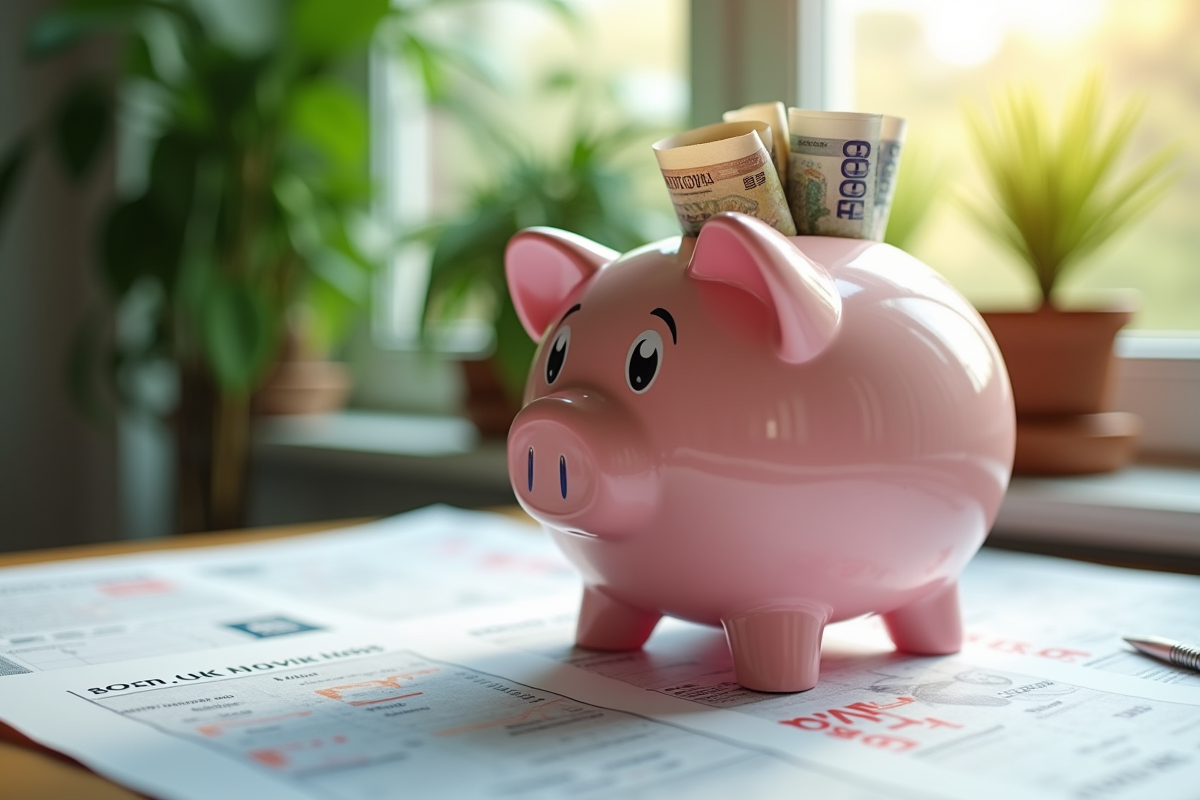 Tirelire remplie de billets et certificats d